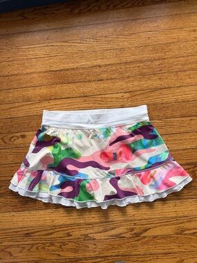 Multicolor Printed Circle Skater Skirt - White Waistband